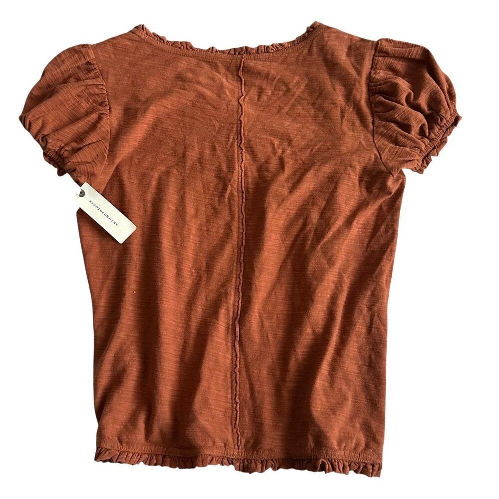 Anthropologie Pilcro Puff Sleeve Grommet Top XS Mango Cotton Boho Blouse Women - Picture 5 of 10